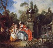 Nicolas Lancret A Lady in a Garden Taking coffee with some Children Germany oil painting artist